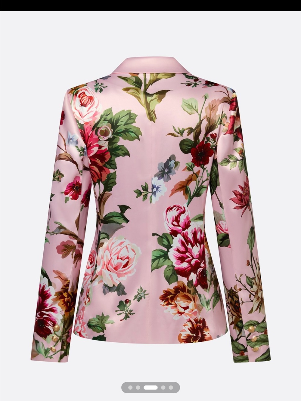 STYLEWE Pink Floral Satin Blazer with Gold Button - Picture 2 of 3